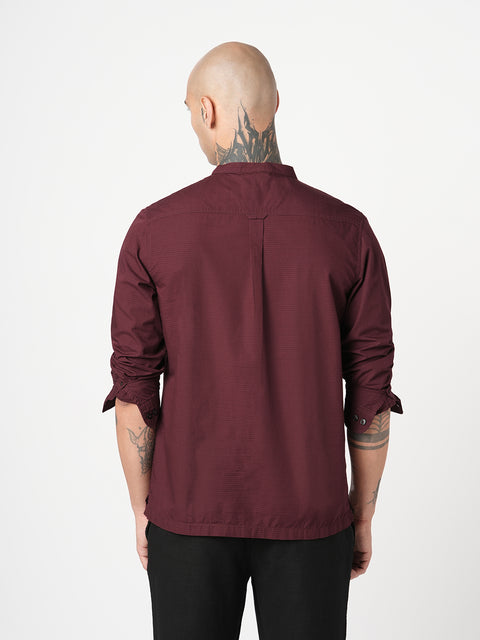 MAROON STRIPED DOBBY KURTA