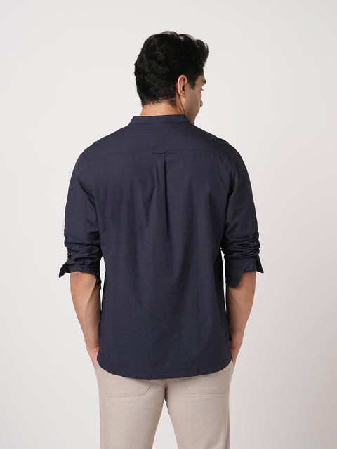 NAVY MANDARIN COLLAR KURTA