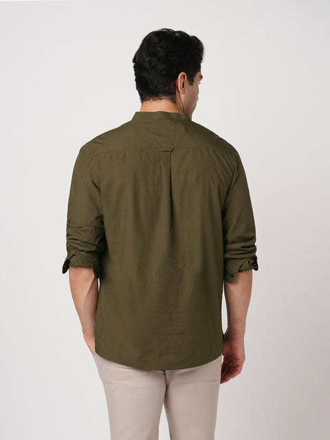 OLIVE MANDARIN COLLAR KURTA