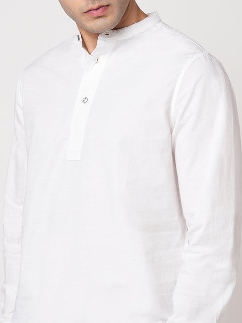 WHITE MANDARIN COLLAR KURTA
