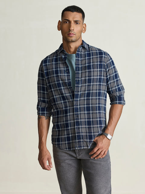 Slub Checkered Tailored Fit Shirt