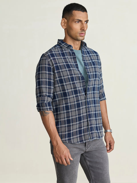 Slub Checkered Tailored Fit Shirt