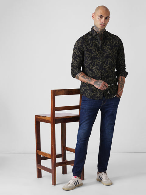 Floral Print Slub Tailored Shirt