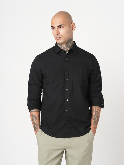 BLACK PLAIN COTTON SHIRT