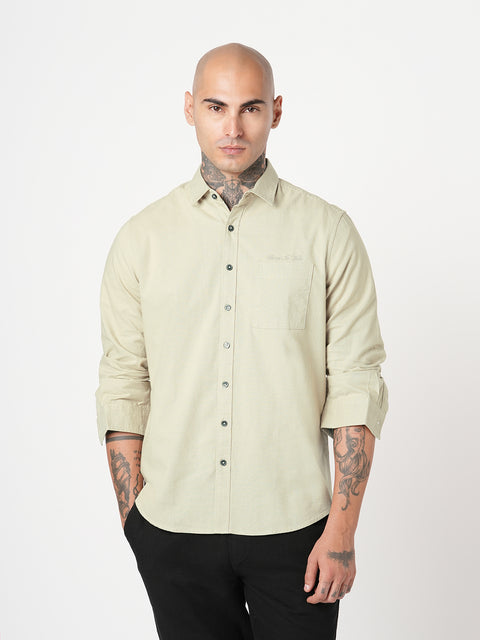 ECRU PLAIN COTTON SHIRT