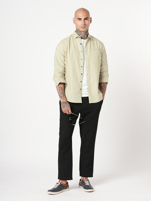 ECRU PLAIN COTTON SHIRT