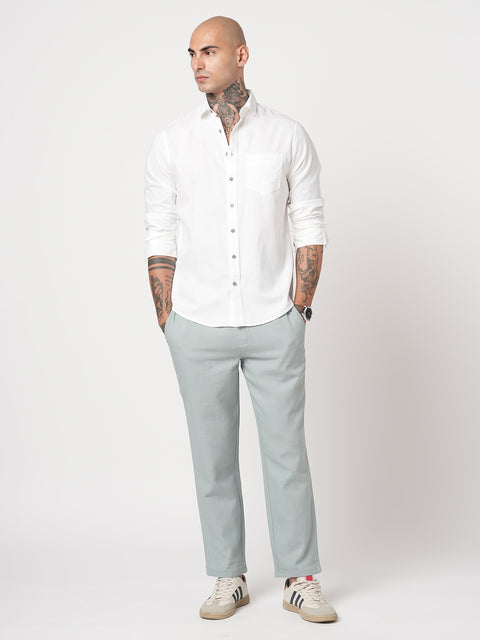 WHITE PLAIN TAILORED FIT SHIRT