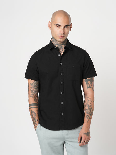 BLACK PLAIN HALF SLEEVE SHIRT