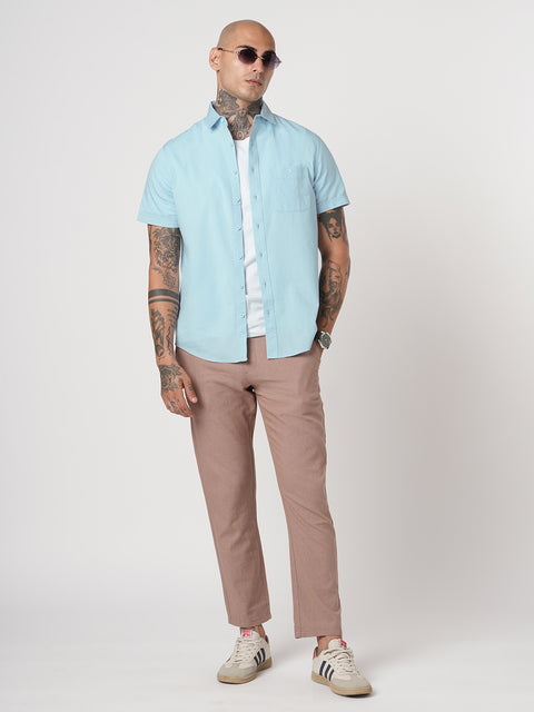 LIGHT BLUE PLAIN HALF SLEEVE SHIRT