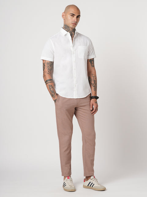 WHITE PLAIN HALF SLEEVE SHIRT