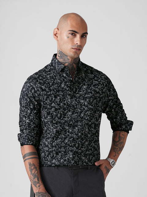 DOBBY PRINTED TAILORED SHIRT
