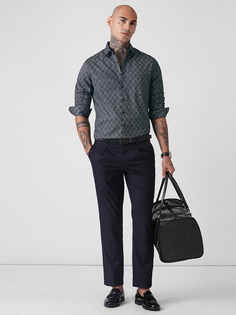 SATIN PRINTED TAILORED SHIRT
