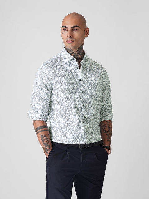 SATIN PRINTED TAILORED SHIRT