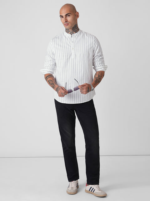 STRIPED TWILL TAILORED FULL SLEEVE KURTA