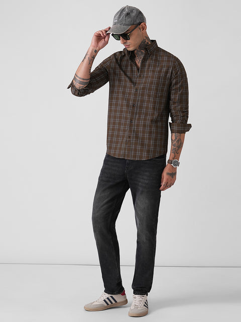 CHECKERED TWILL TAILORED FULL SLEEVE SHIRT