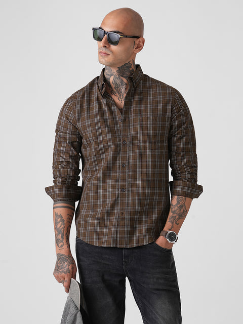 CHECKERED TWILL TAILORED FULL SLEEVE SHIRT