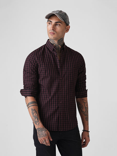 CHECKERED COTTON TAILORED FULL SLEEVE SHIRT
