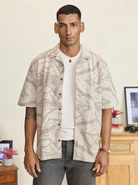 Dobby Printed Relaxed Fit Shirt