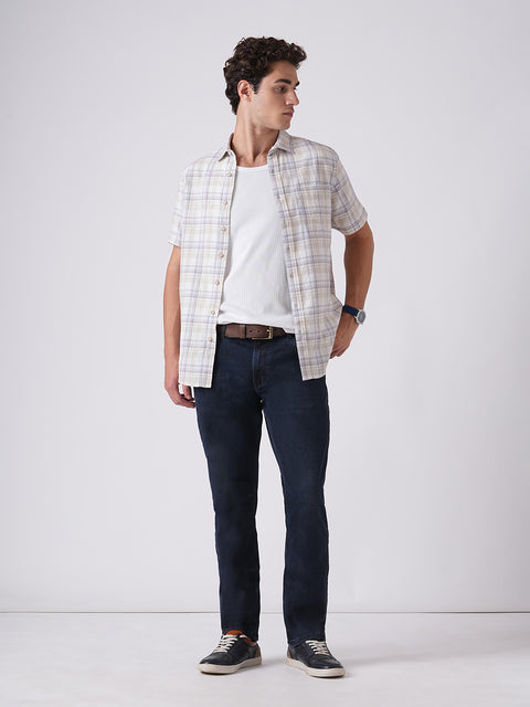 PURPLE CHECKERED SLUB SHIRT