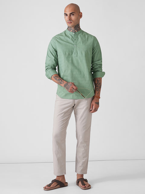 DOBBY STRIPED TAILORED KURTA