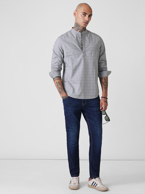 DOBBY STRIPED TAILORED KURTA