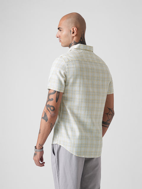 CHECKERED SLUB HALF SLEEVE SHIRT