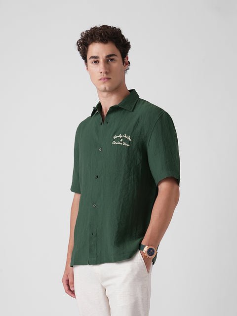 ORANGE SLUB PLAIN SHIRT