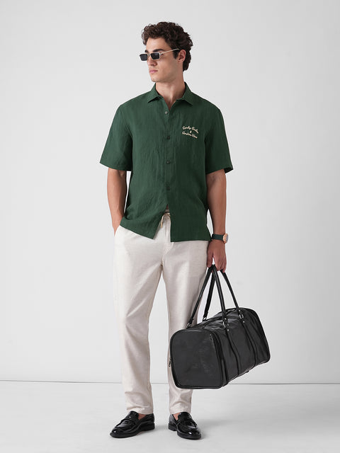 ORANGE SLUB PLAIN SHIRT