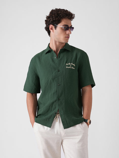 ORANGE SLUB PLAIN SHIRT