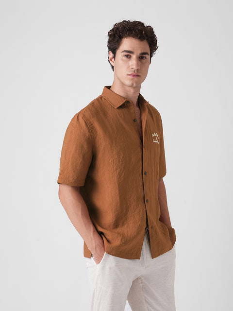 GREEN SLUB PLAIN SHIRT