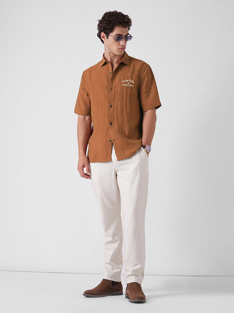 GREEN SLUB PLAIN SHIRT