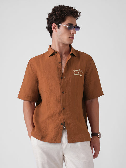 GREEN SLUB PLAIN SHIRT