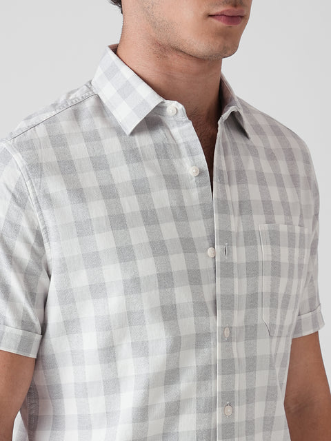 Checkered Twill Half Sleeve Shirt