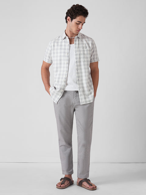 CHECKERED TWILL HALF SLEEVE SHIRT