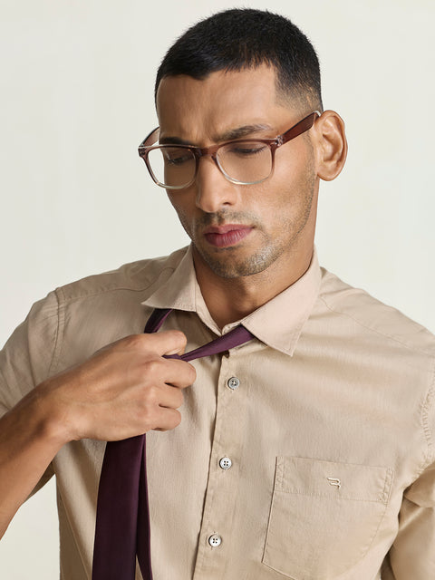 Slub Solid Tailored Fit Shirt