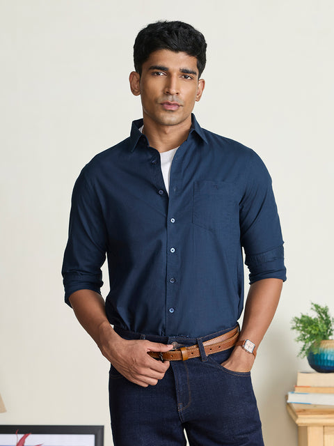 Slub Solid Tailored Fit Shirt