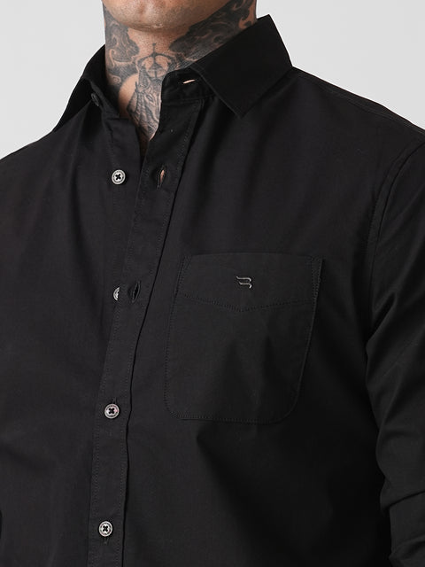 SATIN PLAIN TAILORED FULL SLEEVE SHIRT