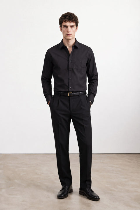 Satin Solid Tailored Fit Shirt