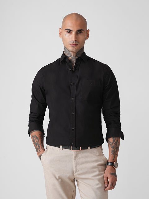 SATIN PLAIN TAILORED FULL SLEEVE SHIRT
