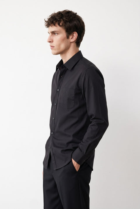 Satin Solid Tailored Fit Shirt