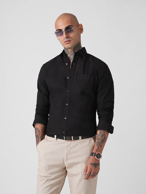 SATIN PLAIN TAILORED FULL SLEEVE SHIRT