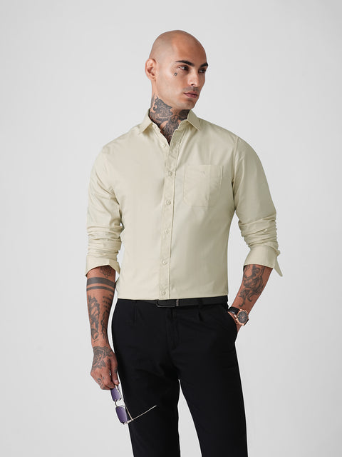 SATIN PLAIN TAILORED FULL SLEEVE SHIRT