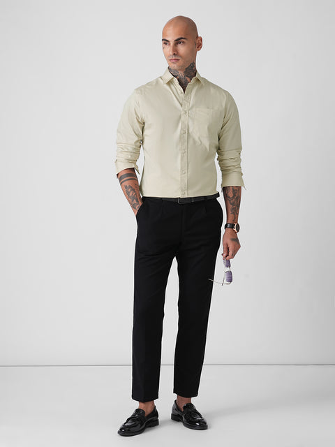 SATIN PLAIN TAILORED FULL SLEEVE SHIRT