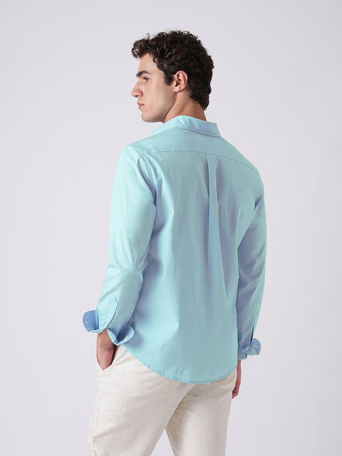 Light Blue Tailored Fit Satin Shirt
