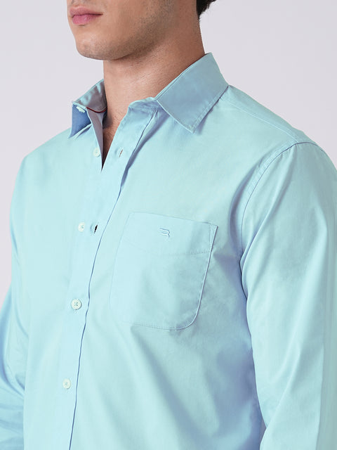 Light Blue Tailored Fit Satin Shirt