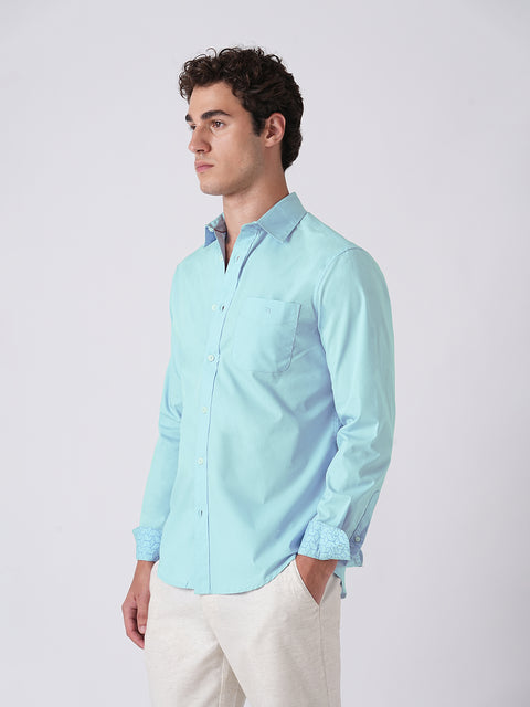 Light Blue Tailored Fit Satin Shirt