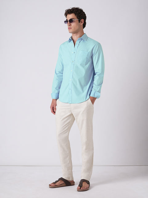 Light Blue Tailored Fit Satin Shirt
