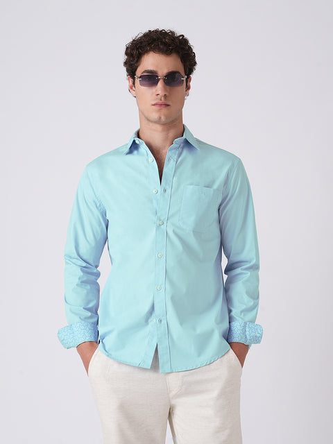 Light Blue Tailored Fit Satin Shirt