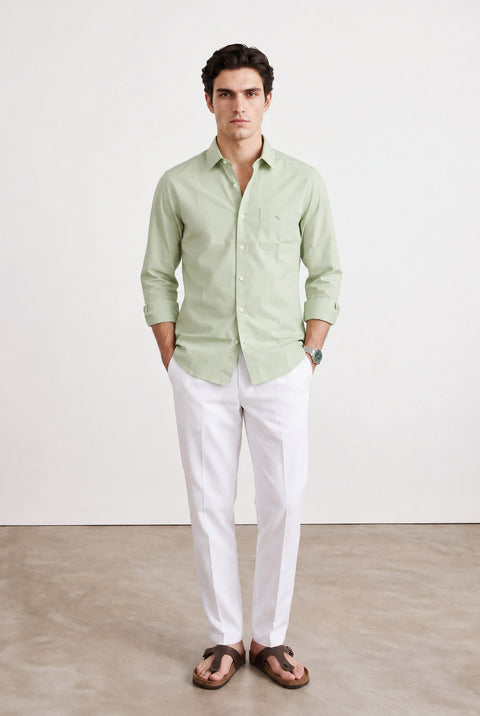 Satin Solid Tailored Fit Shirt