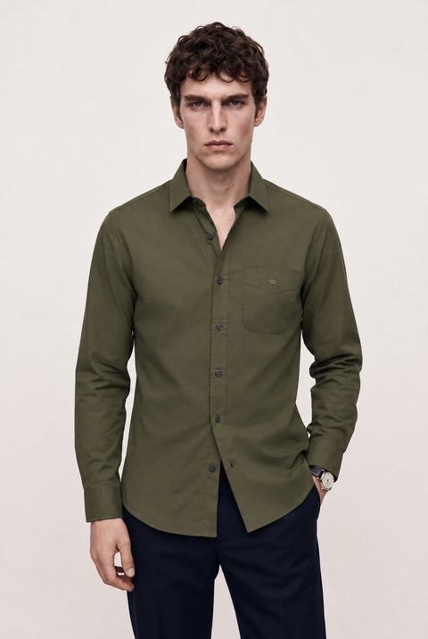 Satin Solid Tailored Fit Shirt